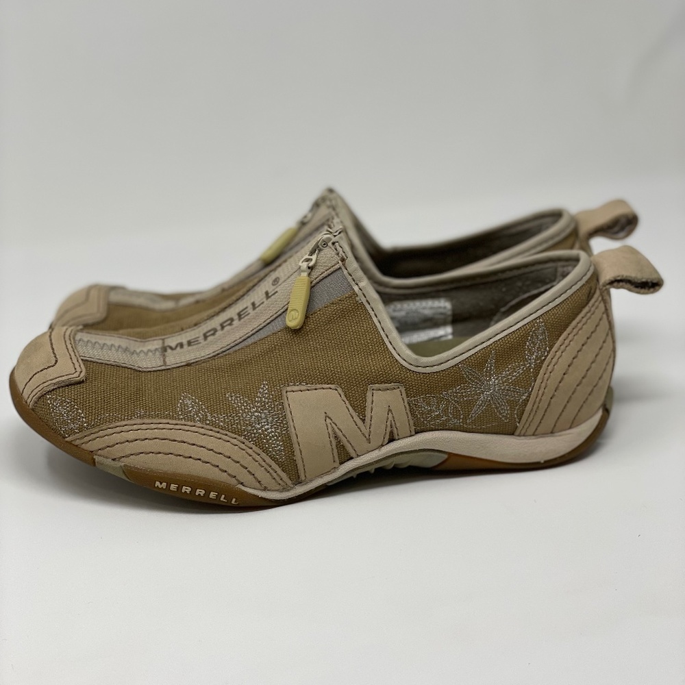 Merrell Womens Barrado Sport Athletic Shoes Beige Low Top Zipper Size 6